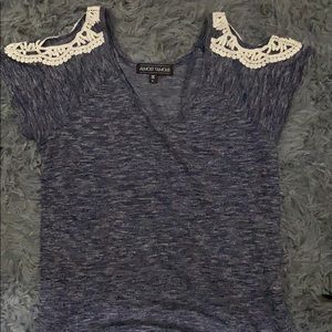 Blue cold shoulder top